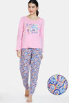 Zivame Tom & Jerry Colour Block Knit Cotton Pyjama Set - Vista Blue — thumbnail 1